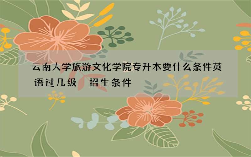 云南大学旅游文化学院专升本要什么条件英语过几级 招生条件